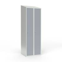 Skoleskab 2x300 Skr&aring;t tag 1 rum i h&oslash;jden Gr&aring; st&aring;ld&oslash;r Greb for h&aelig;ngel&aring;s