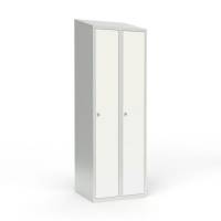 Skoleskab 2x300 Skr&aring;t tag 1 rum i h&oslash;jden Hvid st&aring;ld&oslash;r Greb for h&aelig;ngel&aring;s