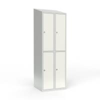 Skoleskab 2x300 Skr&aring;t tag 2 rum i h&oslash;jden Hvid st&aring;ld&oslash;r Greb for h&aelig;ngel&aring;s