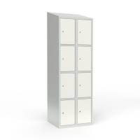 Skoleskab 2x300 Skr&aring;t tag 4 rum i h&oslash;jden Hvid st&aring;ld&oslash;r Cylinderl&aring;s