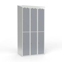 Skoleskab 3x300 Skr&aring;t tag 2 rum i h&oslash;jden Gr&aring; st&aring;ld&oslash;r Greb for h&aelig;ngel&aring;s