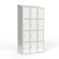 Skoleskab 3x300 Skr&aring;t tag 4 rum i h&oslash;jden Hvid st&aring;ld&oslash;r Greb for h&aelig;ngel&aring;s