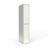 Skoleskab 1x400 Lige tag 2 rum i h&oslash;jden Hvid st&aring;ld&oslash;r Cylinderl&aring;s