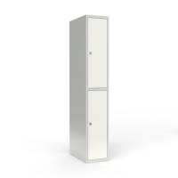 Skoleskab 1x400 Lige tag 2 rum i h&oslash;jden Hvid st&aring;ld&oslash;r Greb for h&aelig;ngel&aring;s