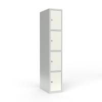 Skoleskab 1x400 Lige tag 4 rum i højden Hvid ståldør Greb for hængelås
