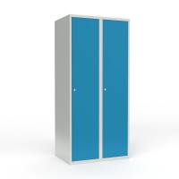 Skoleskab 2x400 Lige tag 1 rum i h&oslash;jden Lys bl&aring;  st&aring;ld&oslash;r Cylinderl&aring;s