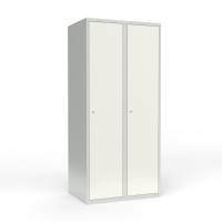 Skoleskab 2x400 Lige tag 1 rum i h&oslash;jden Hvid st&aring;ld&oslash;r Cylinderl&aring;s