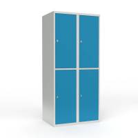 Skoleskab 2x400 Lige tag 2 rum i h&oslash;jden Lys bl&aring;  st&aring;ld&oslash;r Greb for h&aelig;ngel&aring;s