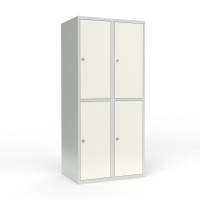 Skoleskab 2x400 Lige tag 2 rum i h&oslash;jden Hvid st&aring;ld&oslash;r Greb for h&aelig;ngel&aring;s