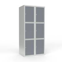 Skoleskab 2x400 Lige tag 3 rum i h&oslash;jden Lys gr&aring; laminatd&oslash;r Cylinderl&aring;s