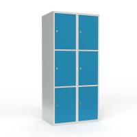 Skoleskab 2x400 Lige tag 3 rum i h&oslash;jden Lys bl&aring;  st&aring;ld&oslash;r Greb for h&aelig;ngel&aring;s