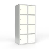 Skoleskab 2x400 Lige tag 4 rum i h&oslash;jden Hvid laminatd&oslash;r Cylinderl&aring;s