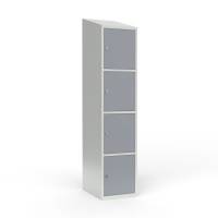 Skoleskab 1x400 Skr&aring;t tag 4 rum i h&oslash;jden Gr&aring; st&aring;ld&oslash;r Greb for h&aelig;ngel&aring;s