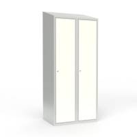 Skoleskab 2x400 Skr&aring;t tag 1 rum i h&oslash;jden Hvid laminatd&oslash;r Cylinderl&aring;s