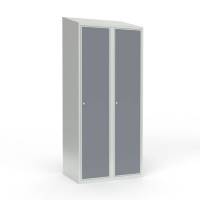 Skoleskab 2x400 Skr&aring;t tag 1 rum i h&oslash;jden Lys gr&aring; laminatd&oslash;r Cylinderl&aring;s