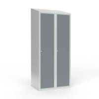 Skoleskab 2x400 Skr&aring;t tag 1 rum i h&oslash;jden Lys gr&aring; laminatd&oslash;r Greb for h&aelig;ngel&aring;s