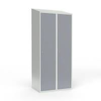 Skoleskab 2x400 Skr&aring;t tag 1 rum i h&oslash;jden Gr&aring; st&aring;ld&oslash;r Greb for h&aelig;ngel&aring;s