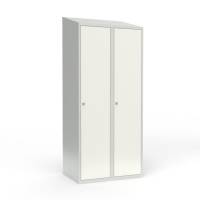 Skoleskab 2x400 Skr&aring;t tag 1 rum i h&oslash;jden Hvid st&aring;ld&oslash;r Greb for h&aelig;ngel&aring;s