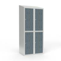 Skoleskab 2x400 Skr&aring;t tag 2 rum i h&oslash;jden VirrVarr Black laminatd&oslash;r Cylinderl&aring;s