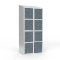 Skoleskab 2x400 Skr&aring;t tag 4 rum i h&oslash;jden VirrVarr Black laminatd&oslash;r Cylinderl&aring;s