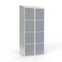 Skoleskab 2x400 Skr&aring;t tag 4 rum i h&oslash;jden Gr&aring; st&aring;ld&oslash;r Greb for h&aelig;ngel&aring;s