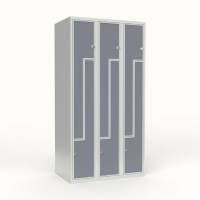 Skoleskab 3x300 Skr&aring;t tag, Z-d&oslash;r Gr&aring; laminatd&oslash;r Greb for h&aelig;ngel&aring;s