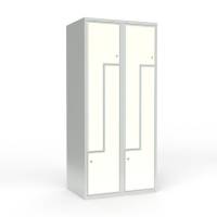 Skoleskab 2x400 Lige tag, Z-d&oslash;r Hvid laminatd&oslash;r Cylinderl&aring;s