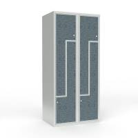 Skoleskab 2x400 Lige tag, Z-d&oslash;r VirrVarr Black laminatd&oslash;r Cylinderl&aring;s