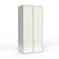 Skoleskab 2x400 Lige tag, Z-d&oslash;r Hvid st&aring;ld&oslash;r Cylinderl&aring;s