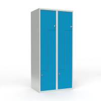 Skoleskab 2x400 Lige tag, Z-d&oslash;r Lys bl&aring; st&aring;ld&oslash;r Greb for h&aelig;ngel&aring;s