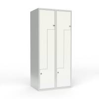 Skoleskab 2x400 Lige tag, Z-d&oslash;r Hvid st&aring;ld&oslash;r Greb for h&aelig;ngel&aring;s