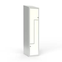 Skoleskab 1x400 Skr&aring;t tag, Z-d&oslash;r Hvid laminatd&oslash;r Greb for h&aelig;ngel&aring;s