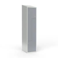 Skoleskab 1x400 Skr&aring;t tag, Z-d&oslash;r Gr&aring; st&aring;ld&oslash;r Cylinderl&aring;s