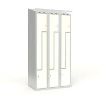 Skoleskab 3x300 Skr&aring;t tag, Z-d&oslash;r Hvid laminatd&oslash;r Cylinderl&aring;s