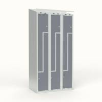 Skoleskab 3x300 Skr&aring;t tag, Z-d&oslash;r Gr&aring; laminatd&oslash;r Cylinderl&aring;s