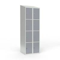 Skoleskab 2x300 Skr&aring;t tag 4 rum i h&oslash;jden Gr&aring; st&aring;ld&oslash;r Greb for h&aelig;ngel&aring;s