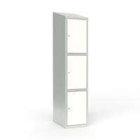 Skoleskab 1x400 Skr&aring;t tag 3 rum i h&oslash;jden Hvid laminatd&oslash;r Cylinderl&aring;s