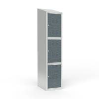 Skoleskab 1x400 Skr&aring;t tag 3 rum i h&oslash;jden VirrVarr Black laminatd&oslash;r Cylinderl&aring;s