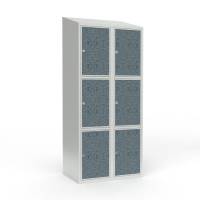 Skoleskab 2x400 Skr&aring;t tag 3 rum i h&oslash;jden VirrVarr Black laminatd&oslash;r Greb for h&aelig;ngel&aring;s