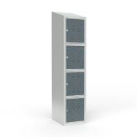 Skoleskab 1x400 Skr&aring;t tag 4 rum i h&oslash;jden VirrVarr Black laminatd&oslash;r Greb for h&aelig;ngel&aring;s