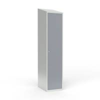 Skoleskab 1x400 Skr&aring;t tag 1 rum i h&oslash;jden Gr&aring; st&aring;ld&oslash;r Cylinderl&aring;s