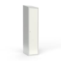 Skoleskab 1x400 Skr&aring;t tag 1 rum i h&oslash;jden Hvid st&aring;ld&oslash;r Cylinderl&aring;s