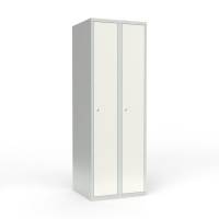 Skoleskab 2x300 Lige tag 1 rum i h&oslash;jden Hvid st&aring;ld&oslash;r Cylinderl&aring;s