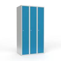 Skoleskab 3x300 Lige tag 1 rum i h&oslash;jden Lys bl&aring;  st&aring;ld&oslash;r Cylinderl&aring;s