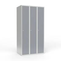 Skoleskab 3x300 Lige tag 1 rum i h&oslash;jden Gr&aring; st&aring;ld&oslash;r Cylinderl&aring;s