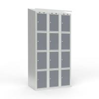 Skoleskab 3x300 Skr&aring;t tag 4 rum i h&oslash;jden Lys gr&aring; laminatd&oslash;r Cylinderl&aring;s