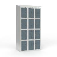 Skoleskab 3x300 Skr&aring;t tag 4 rum i h&oslash;jden VirrVarr Black laminatd&oslash;r Cylinderl&aring;s