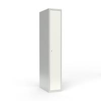 Skoleskab 1x400 Lige tag 1 rum i h&oslash;jden Hvid st&aring;ld&oslash;r Cylinderl&aring;s