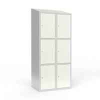 Skoleskab 2x400 Skr&aring;t tag 3 rum i h&oslash;jden Hvid st&aring;ld&oslash;r Cylinderl&aring;s H