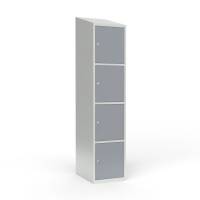 Skoleskab 1x400 Skr&aring;t tag 4 rum i h&oslash;jden Gr&aring; st&aring;ld&oslash;r Cylinderl&aring;s